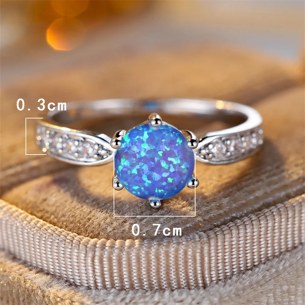 Six-Claw Opal Birthstone Ring | 925 Silver