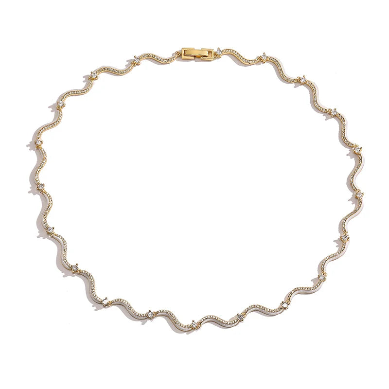 Enamel Wave Chain Jewelry Set | 18K Gold-Plated Brass