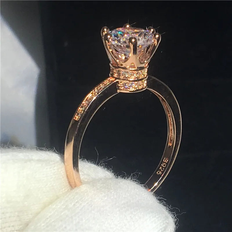 Rose gold lab diamond solitaire pavé ring — SARAB Jewelry — detail 2