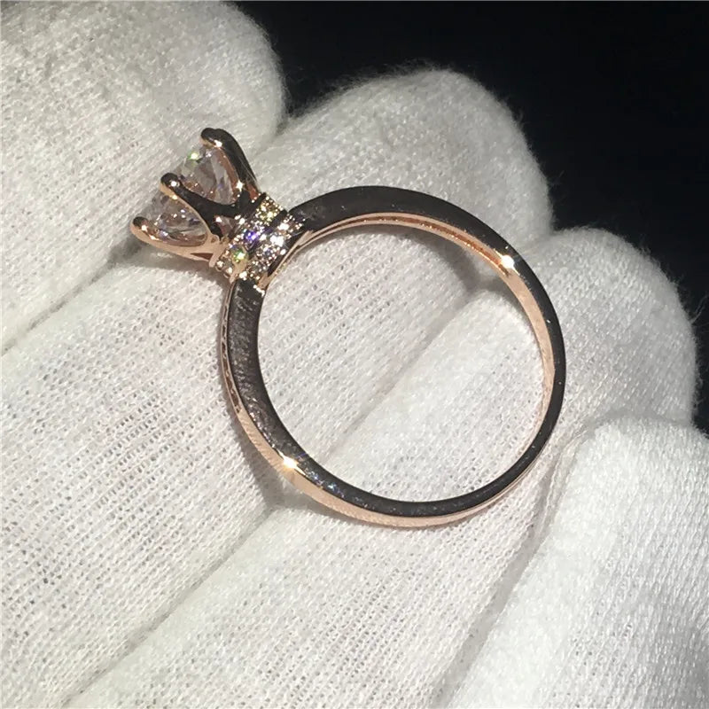 Rose gold lab diamond solitaire pavé ring — SARAB Jewelry — detail 3