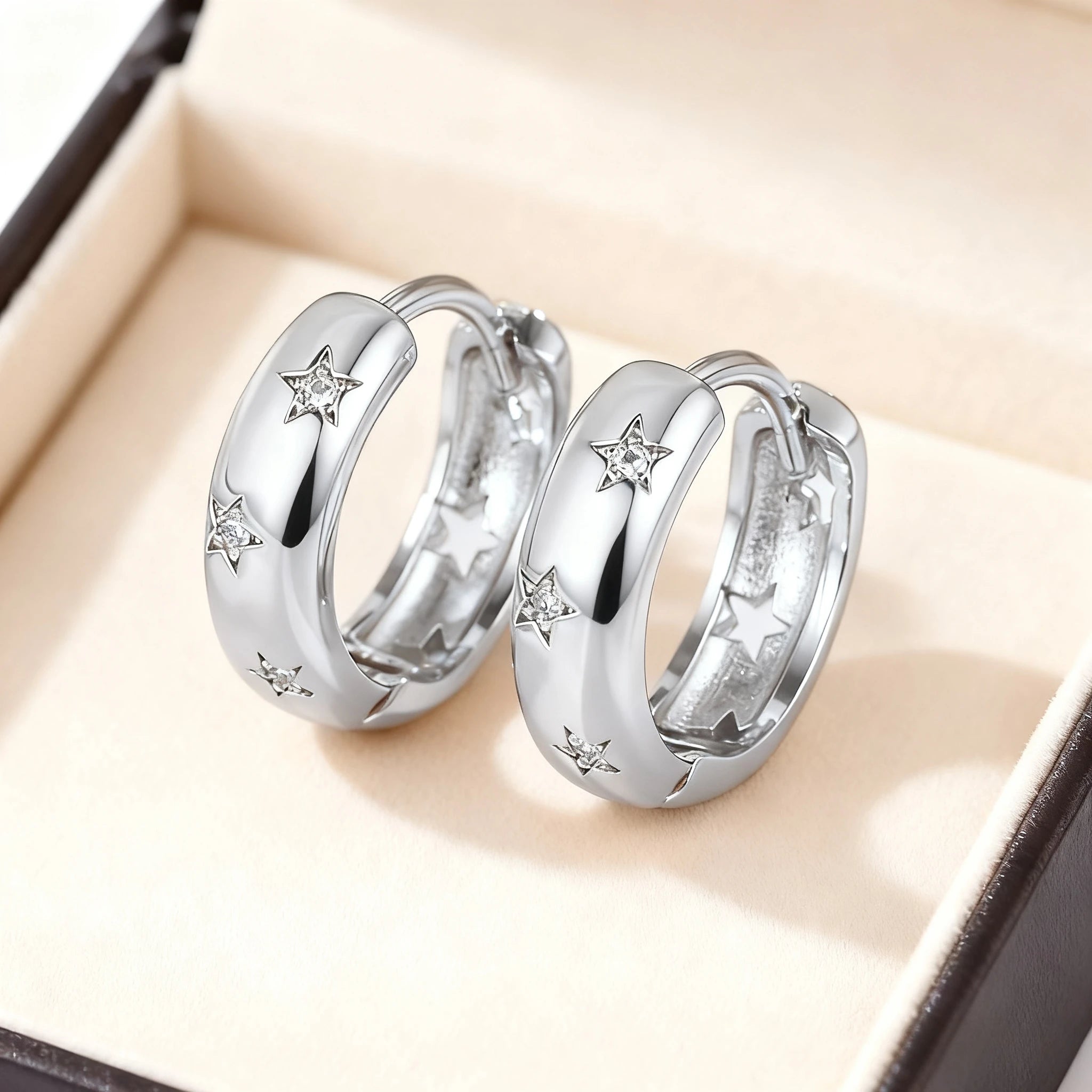 Star Zircon Hoop Earrings | Stainless Steel Multi-Style