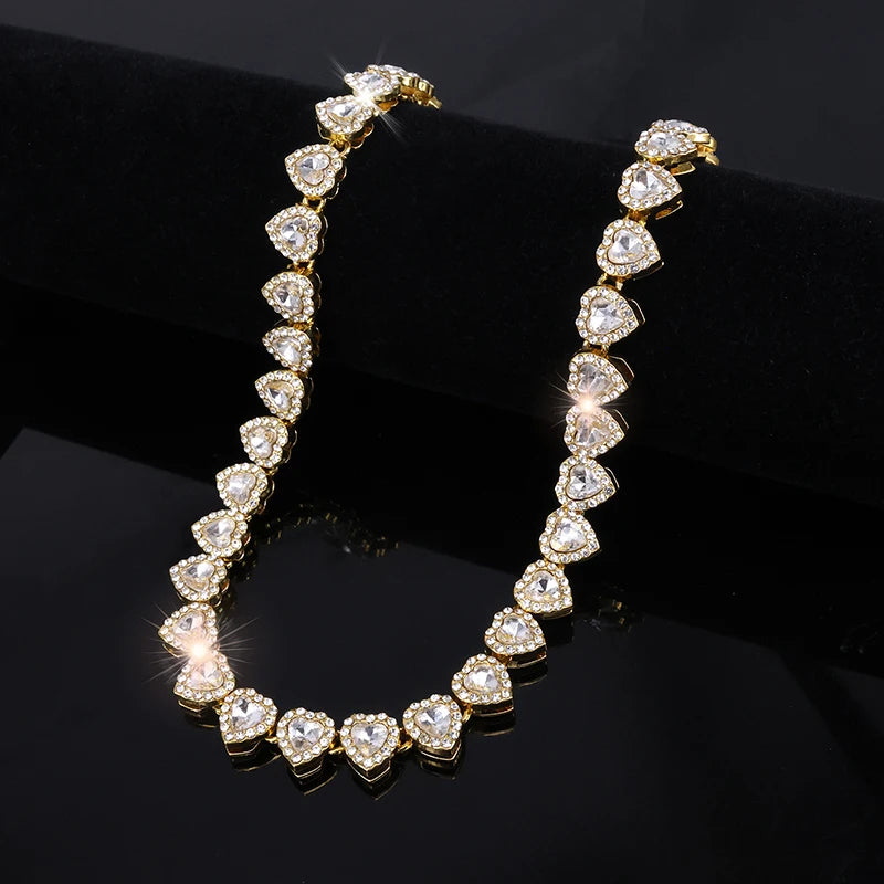 Heart Rhinestone Tennis Chain | Necklace & Bracelet Set