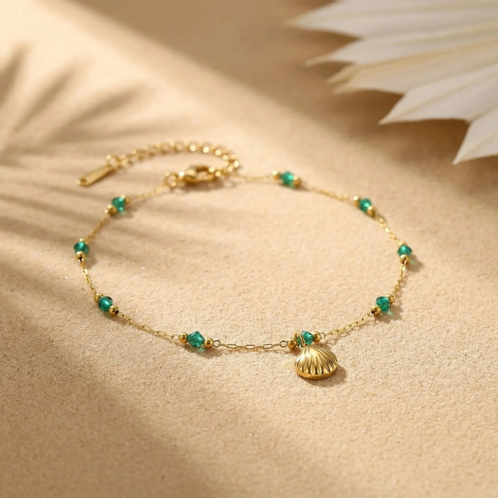 Colorful CZ Station Anklet | Waterproof Stainless Steel
