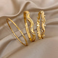 Wavy Open Bangle | Stainless Steel Cuff