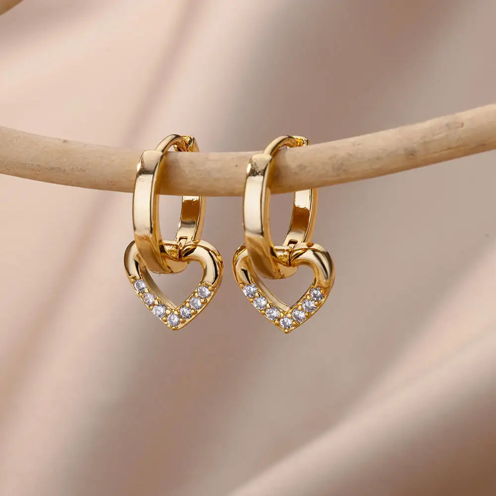 Zircon Circle Drop Earrings | Gold-Plated Stainless Steel