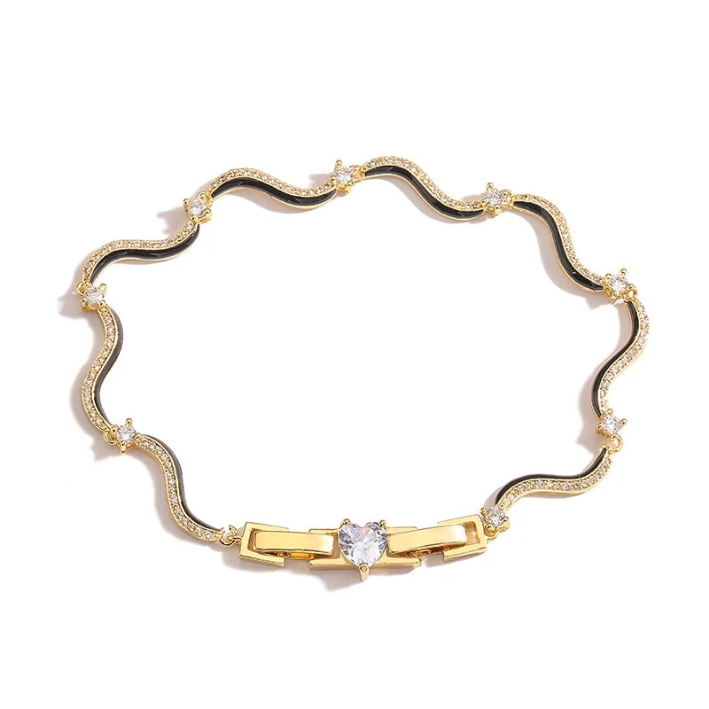 Enamel Wave Chain Jewelry Set | 18K Gold-Plated Brass
