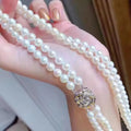 Double-Row Pearl Necklace | AAA 8-9mm White Pearls
