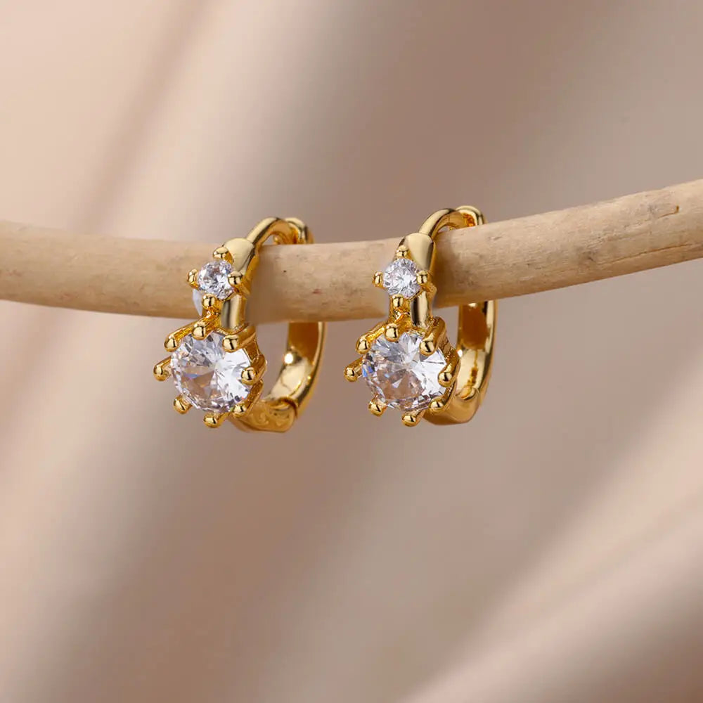 Zircon Circle Drop Earrings | Gold-Plated Stainless Steel