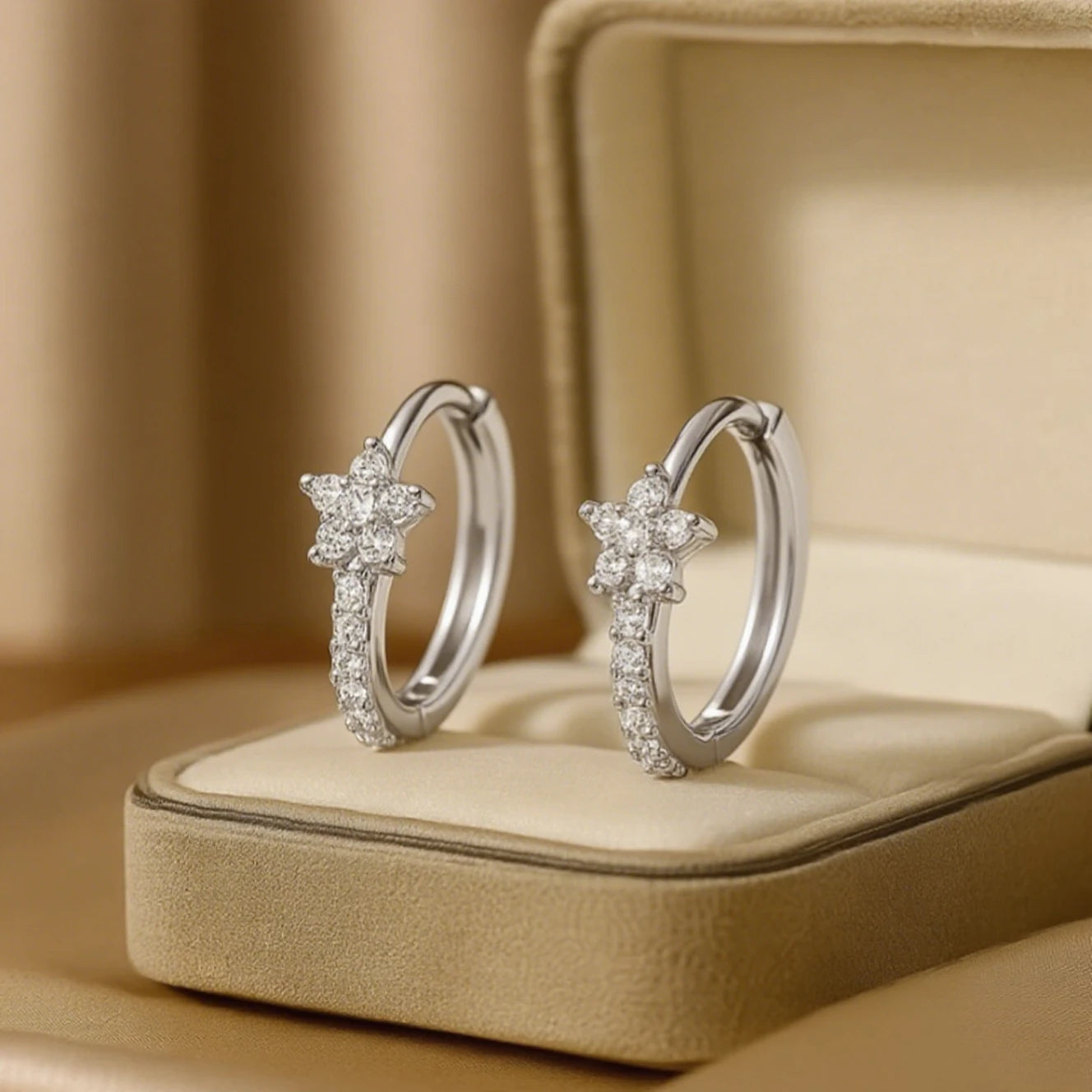 Star Zircon Hoop Earrings | Stainless Steel Multi-Style