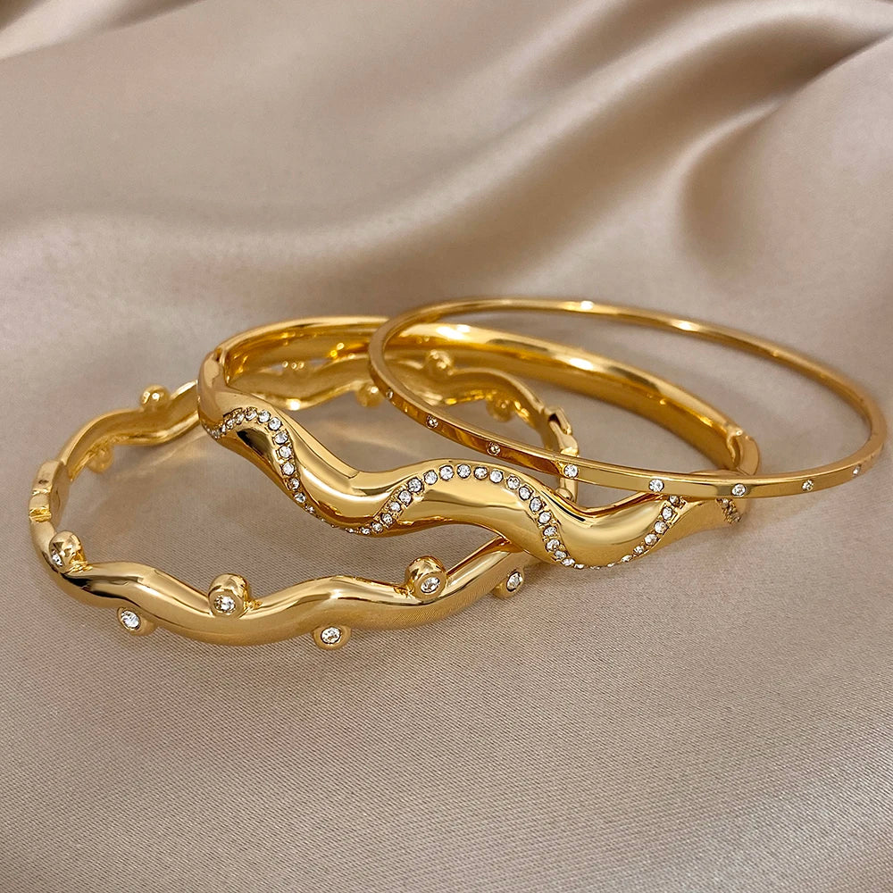 Wavy Open Bangle | Stainless Steel Cuff