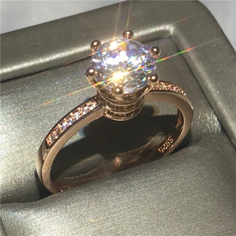 Rose gold lab diamond solitaire pavé ring — SARAB Jewelry — detail 4