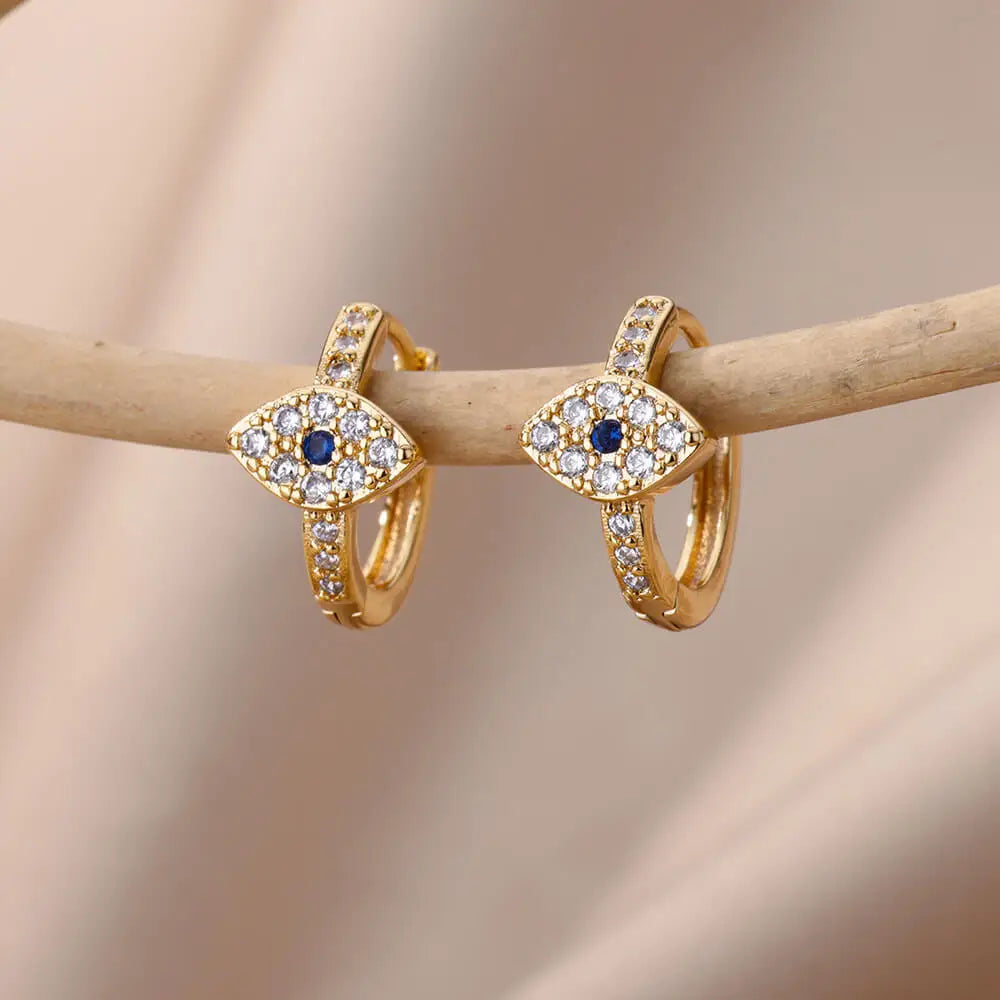 Zircon Circle Drop Earrings | Gold-Plated Stainless Steel