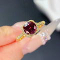 Natural Garnet Ring | 1ct 925 Silver, 18K Gold-Plated