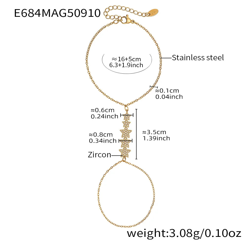 Dainty CZ Hand Chain Bracelet | 18K Gold-Plated Stainless Steel
