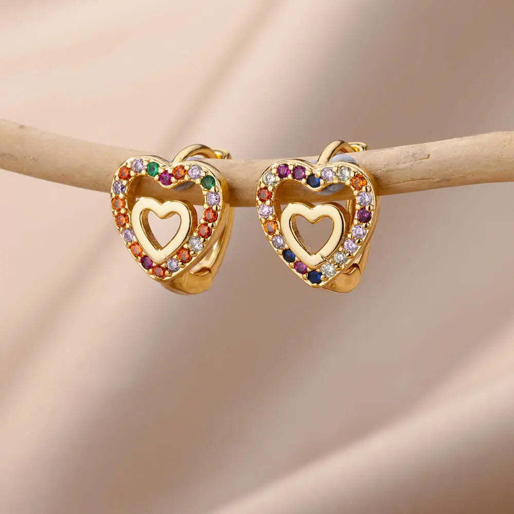 Zircon Circle Drop Earrings | Gold-Plated Stainless Steel