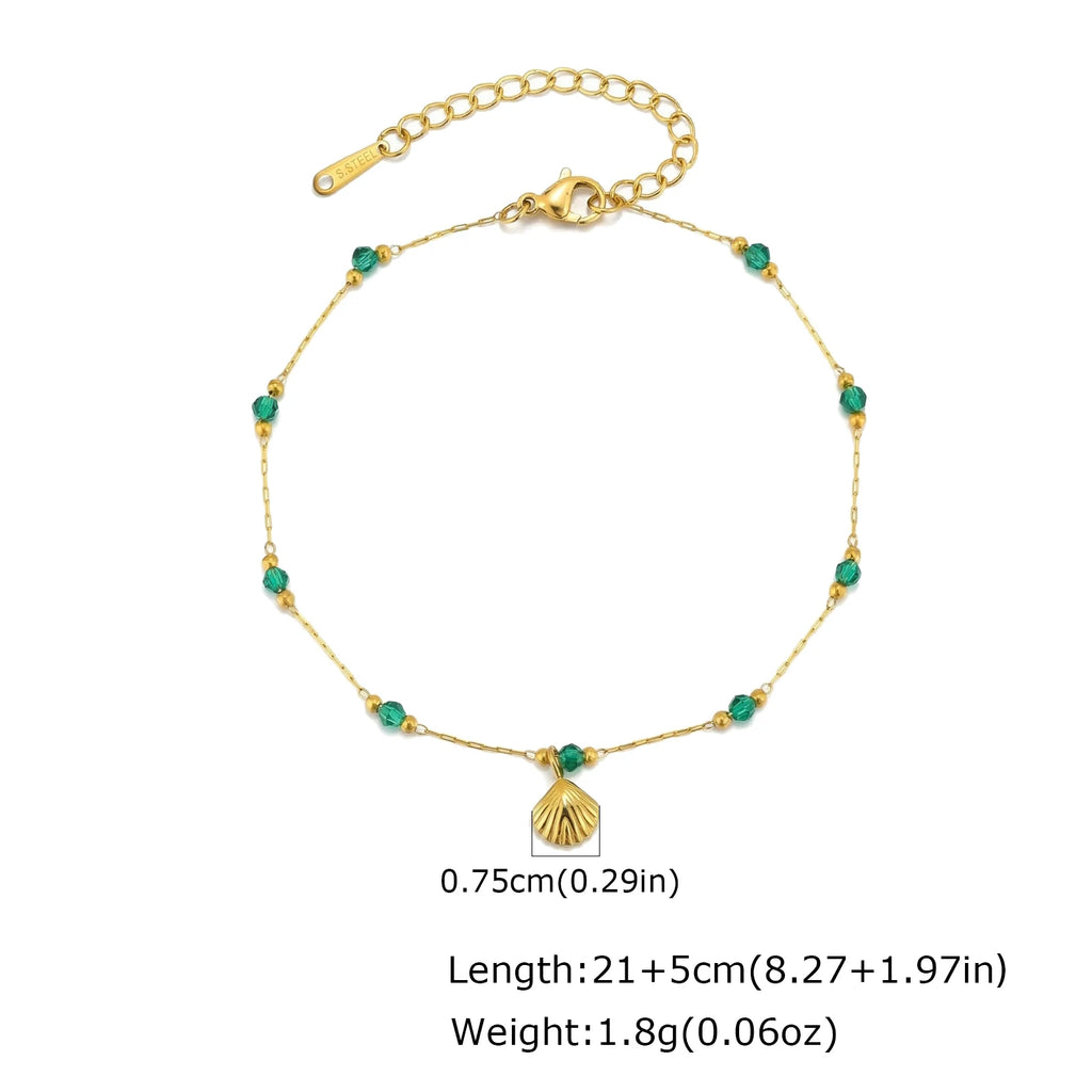 Colorful CZ Station Anklet | Waterproof Stainless Steel