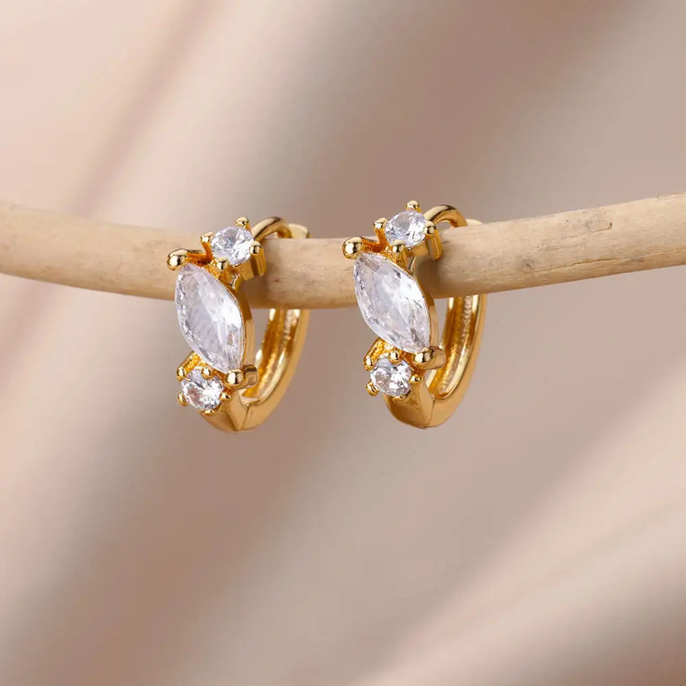 Zircon Circle Drop Earrings | Gold-Plated Stainless Steel