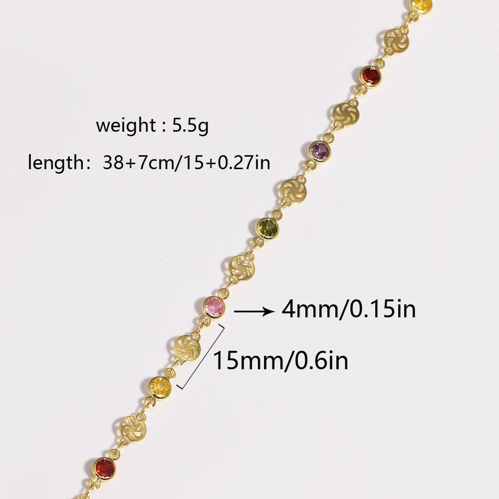 Colorful Zircon Station Necklace | 18K Gold-Plated