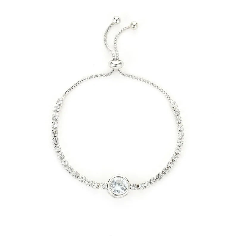 CZ Rhinestone Adjustable Chain Bracelet | 18K Gold-Plated