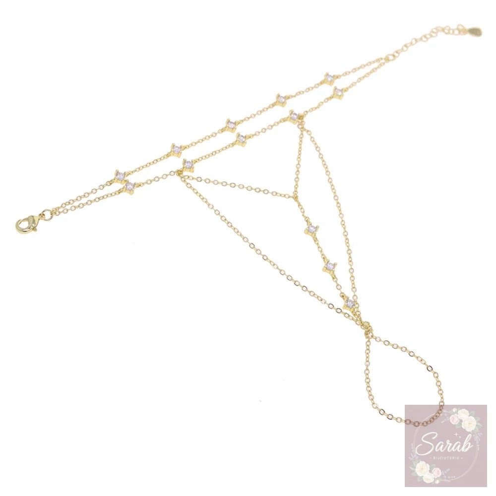 CZ Station Hand Chain Bracelet