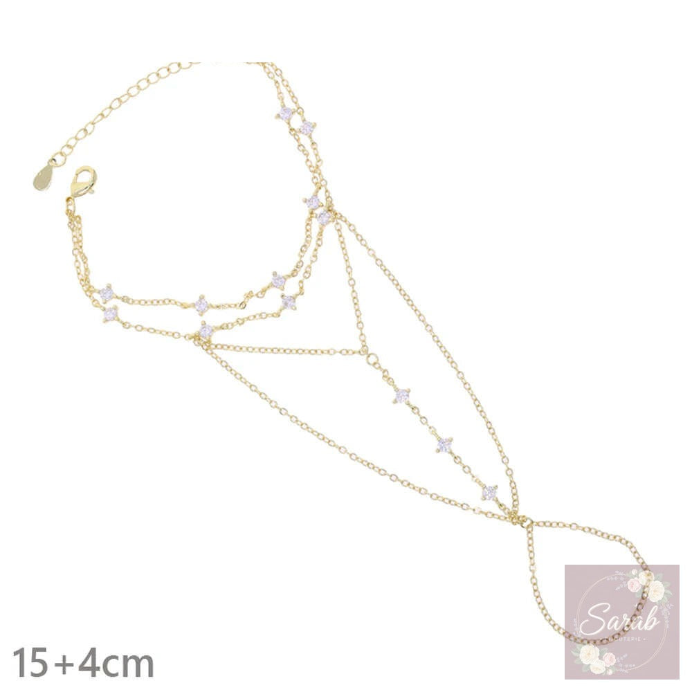 CZ Station Hand Chain Bracelet