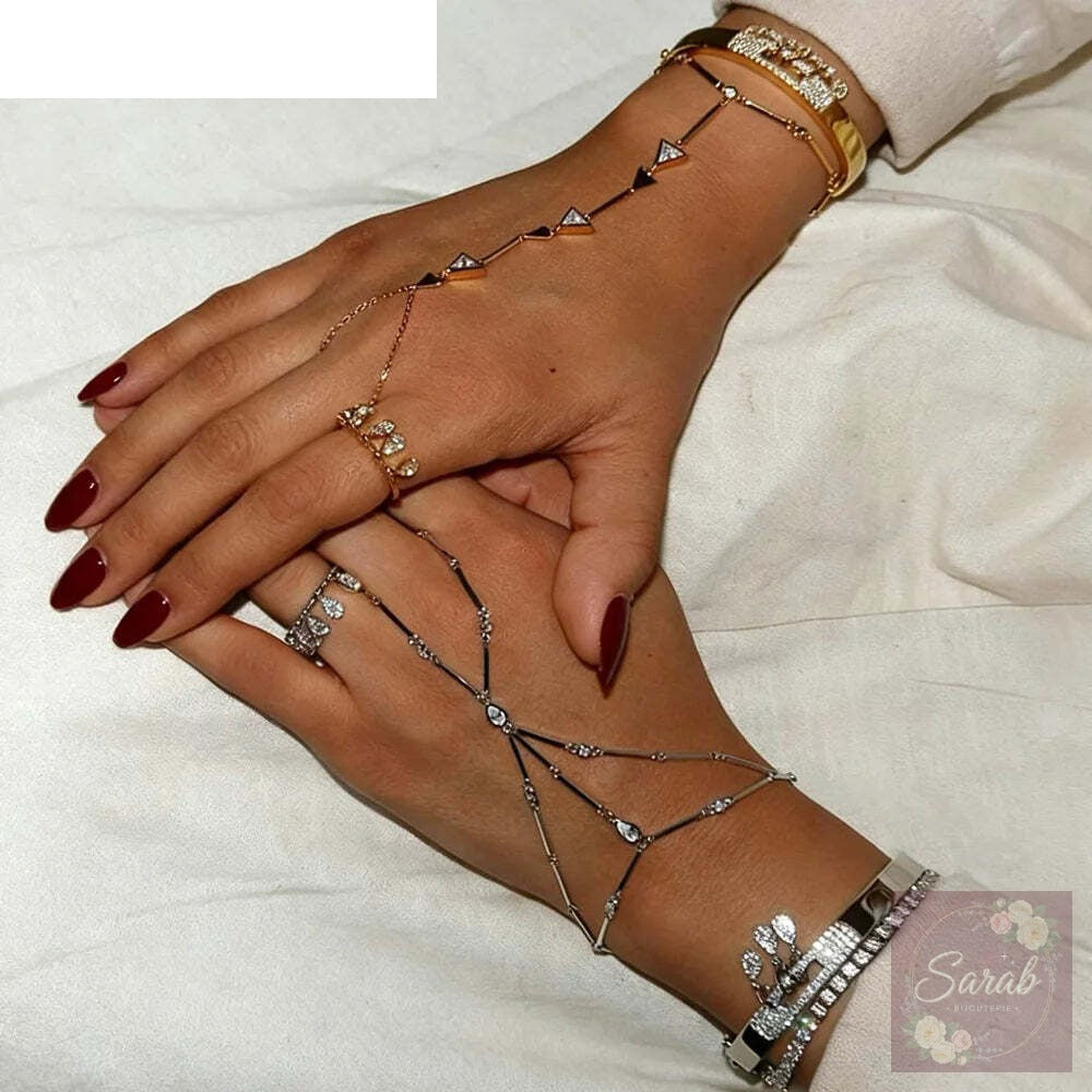 CZ Station Hand Chain Bracelet