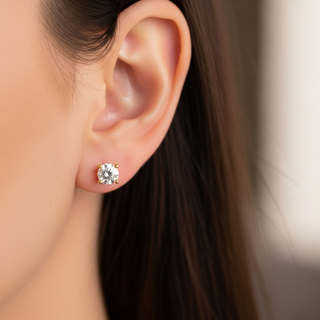 Lab Diamond Stud Earrings - Size Comparison