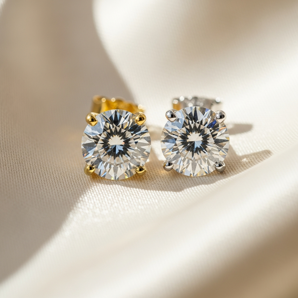Lab Diamond Stud Earrings - Lifestyle