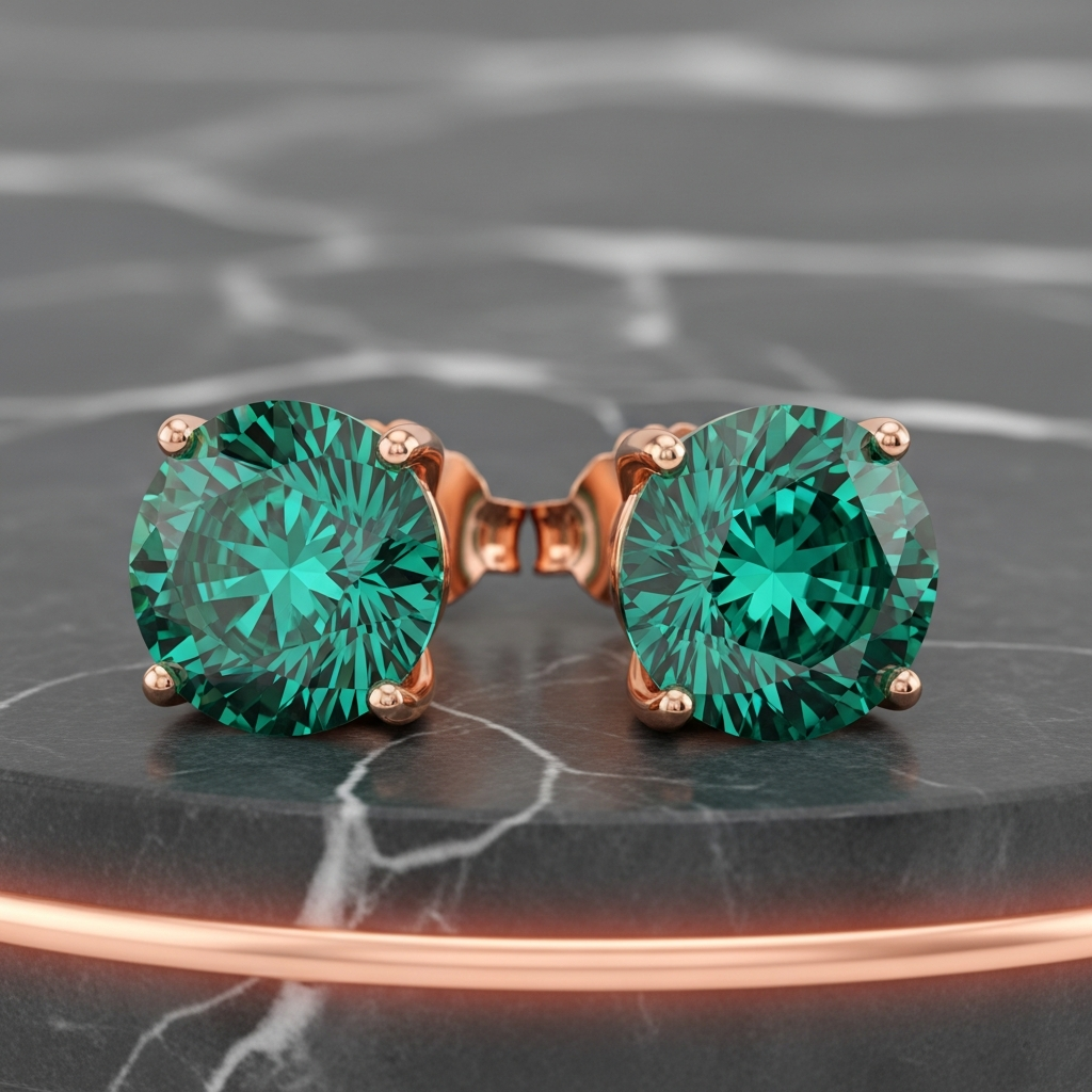 Lab Emerald Stud Earrings Rose Gold – SARAB Jewelry