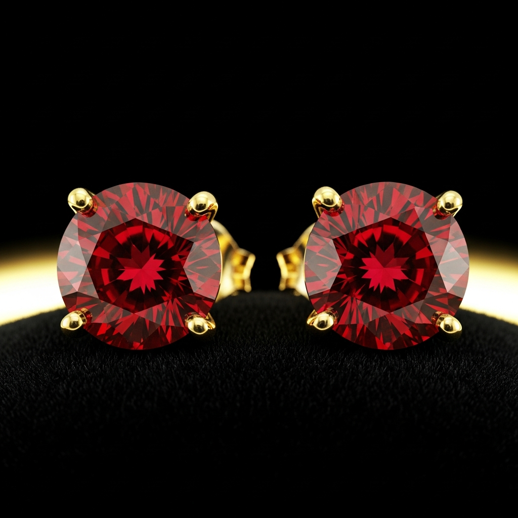 Lab Ruby Stud Earrings Yellow Gold – SARAB Jewelry