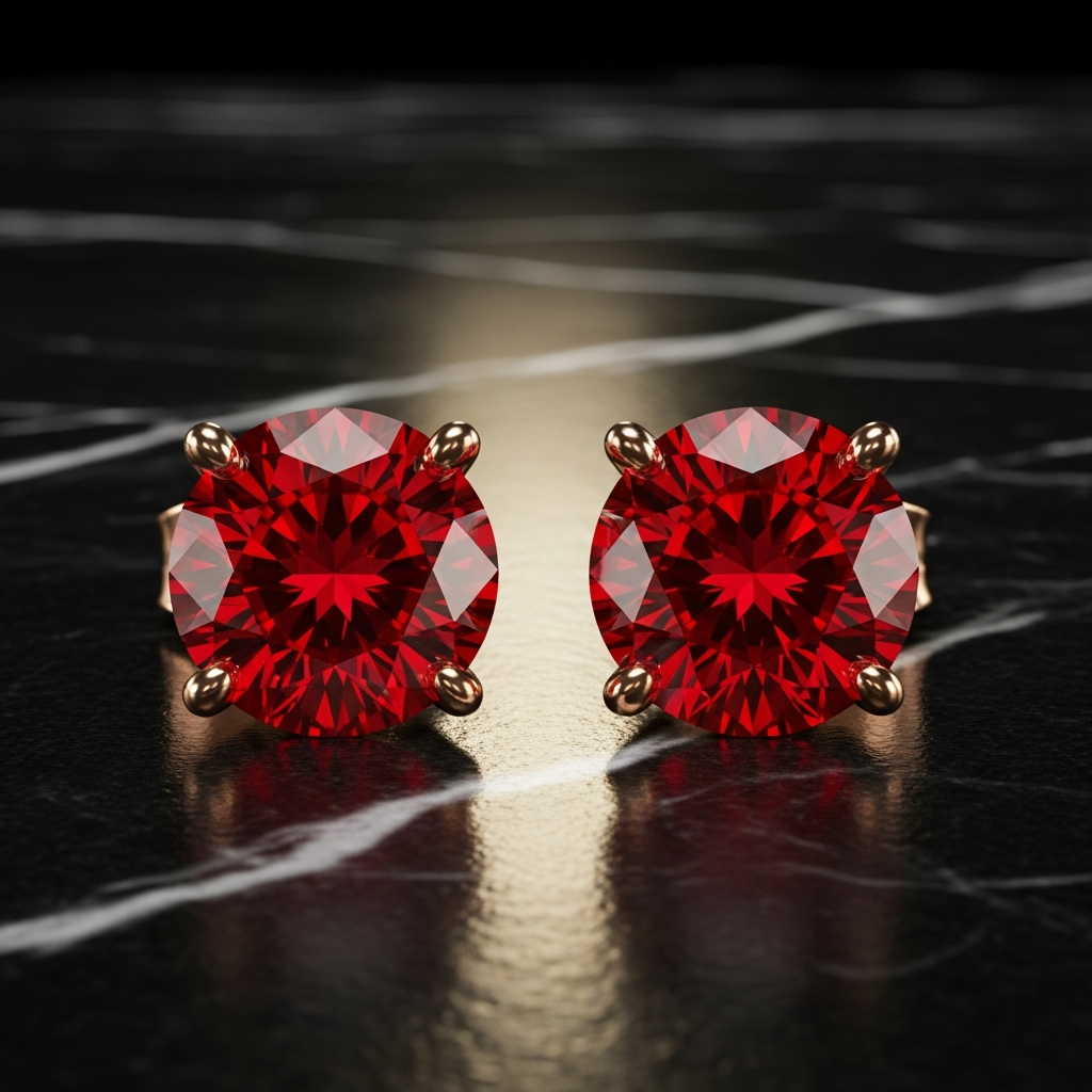 Lab Ruby Stud Earrings Rose Gold – SARAB Jewelry