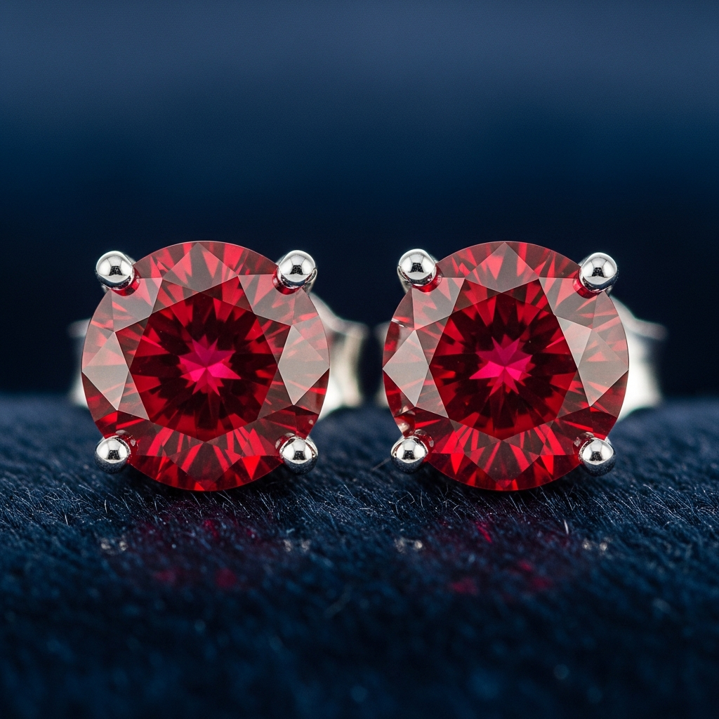 Lab Ruby Stud Earrings White Gold – SARAB Jewelry