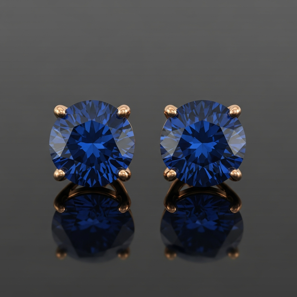 Lab Sapphire Stud Earrings Rose Gold – SARAB Jewelry