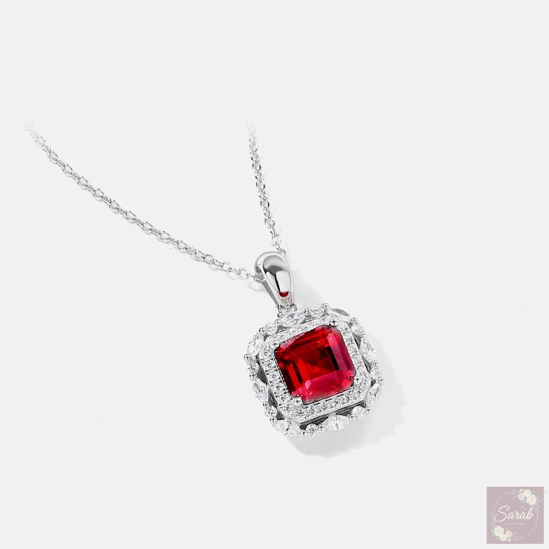 Ruby Halo Pendant Necklace