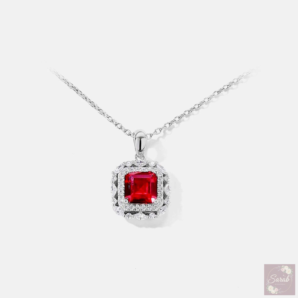 Ruby Halo Pendant Necklace
